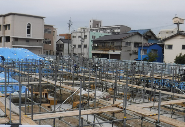 基礎地足場、鉄筋足場（単管or次世代足場）